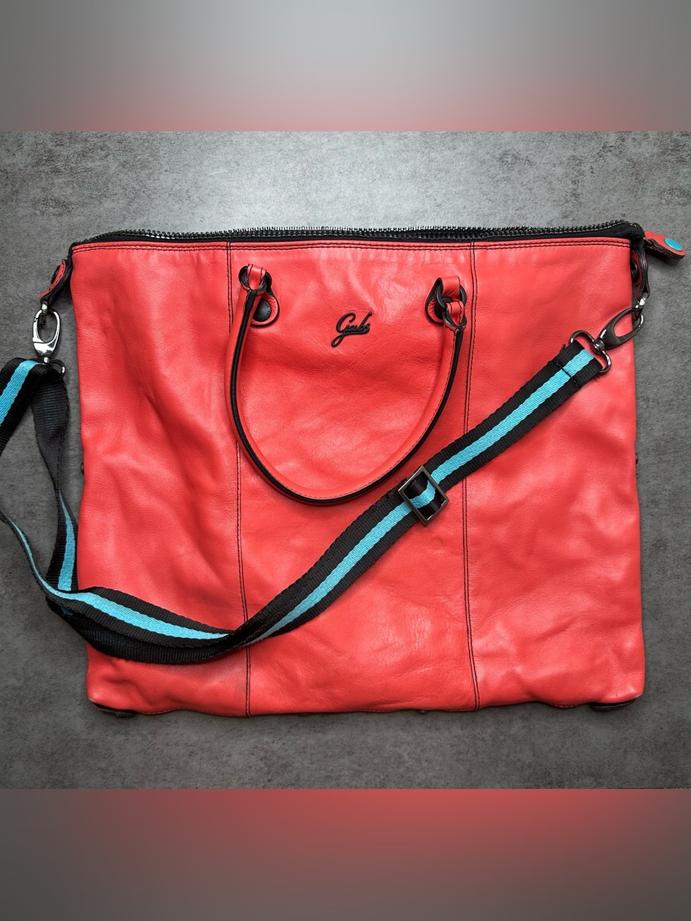 Gabs Large Leather Tote Bag – Coral Red – Made in Italy